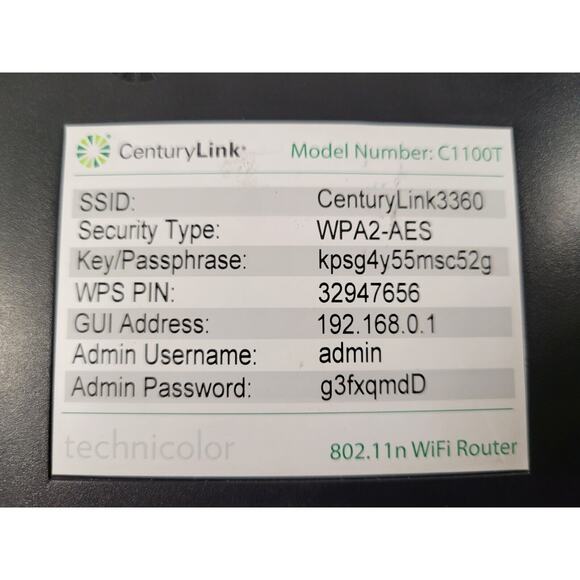 CenturyLink Mini Technicolor‎ C1100T 802.11n WiFi Router Black Small Untested - Picture 10 of 12
